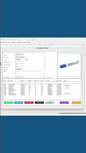 Inventory Management in Excel with Low Stock Alerts + Supplier Emails