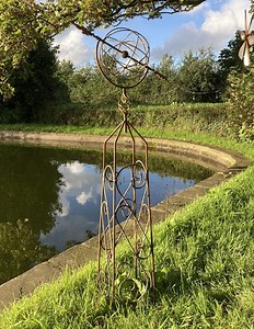 Garden Rusty Metal Armillary Style Topiary Obelisk Plant Stake Ornament - Etsy UK