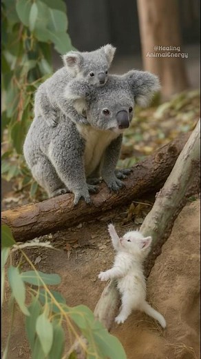 Koala Mom Rushes to Comfort the Lonely Kitten