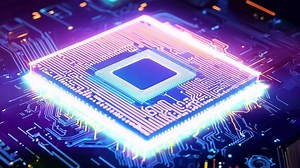 Download AI glowing microchip colorful computer chip processor computation power machine learning silicon hi-tech powerful imagination creativity tech technological computing progress development for free