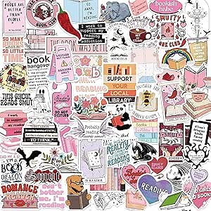 152PCS Book Stickers for Kindle, Bookish Sticker Pack Reading Booktok Glitter Vinyl, Decorative Waterproof Stickers for Teens, Water Bottle, Laptop