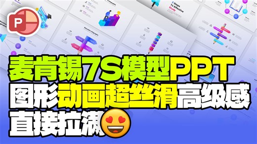 我用PPT弄了个麦肯锡7S图形模板，动画超丝滑，高级感直接拉满！
