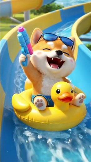 Chibi Dog Goes to the Water Park #cutedog #dog #animation #animestyle