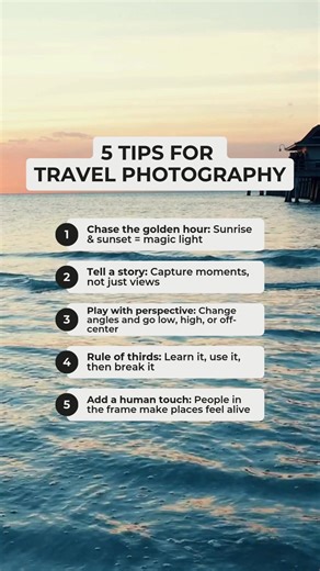 2.3K views · 16 reactions | Level up your vacation photos ✨ In honor of #NationalPhotographyDay, we’re sharing 5 easy tips for your best travel shots yet. Watch now, then click the link to travel and practice: https://bit.ly/4fGLk4u #TravelBetter | Travel Leaders | Facebook