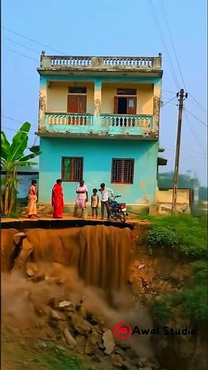 🏚️ Cliffside House COLLAPSES in Seconds | AI Landslide Simulation - From Calm to Chaos in 5 Seconds