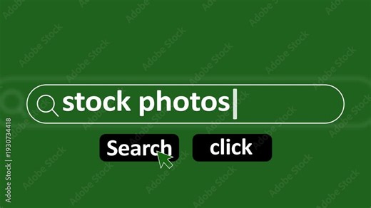 stock photos typing on Search Bar with click Animation.vintage monitor screen. Searching the word on internet search browser.