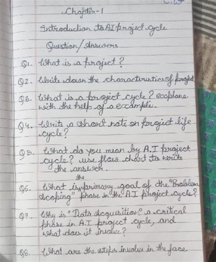 Chapter-1 Introduction to AI project cycle Question/Answers  Q1... | Filo