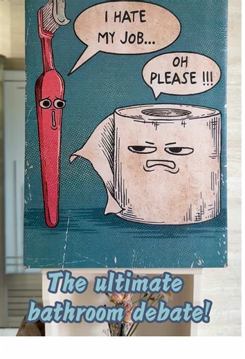 Start your daily routine with a laugh! #morningroutine #bathroomhumor #wallart #funnysigns #homedecor