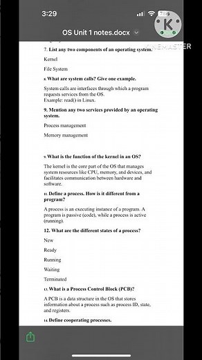 Operating Systems OS Unit 1 short questions with answers