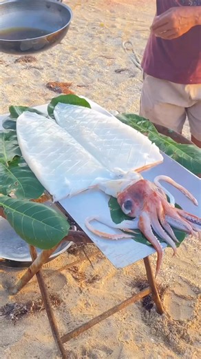 Giant squid 🦑 on hot oil for lunch 🥙 #highlight #viral #Amazing Romel P Pigon @topfans | Rpigontv