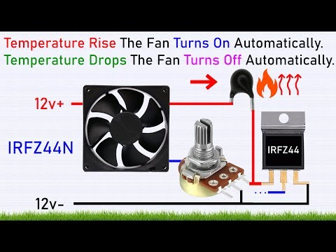 Automatic Fan Control Temperature Sensor Circuit By IRFZ44N || When The Temp Rise The Fan Turns On