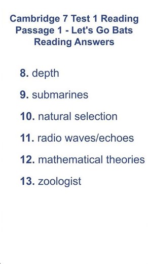 Cambridge 7 Reading Test 1 Passage 1 - Let's Go Bats Reading Answers 02.11.2025