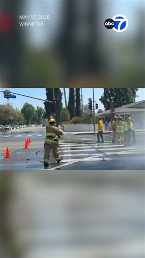 Fire hydrant sheared in LA crash, injuring four people
