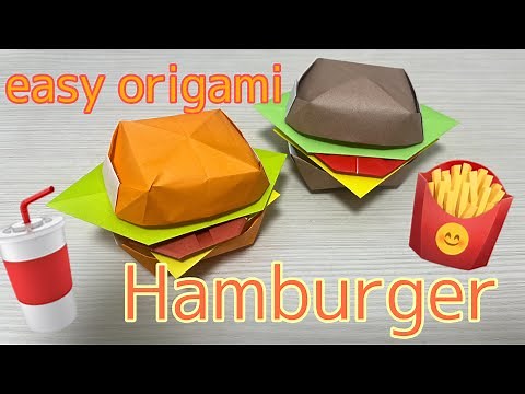 How to make hamburger / origami / paper / easy / craft / junk food
