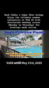 𝐁𝐨𝐨𝐤 𝐎𝐧𝐥𝐢𝐧𝐞 & 𝐄𝐧𝐣𝐨𝐲 𝐌𝐨𝐫𝐞 𝐒𝐚𝐯𝐢𝐧𝐠𝐬 Enjoy the ultimate summer relaxation at 𝗣𝗼𝗼𝗹 #𝟮 with discounted weekday access (Monday to Thursday) for bookings made online.- 𝗦𝗽𝗲𝗰𝗶𝗮𝗹 𝗪𝗲𝗲𝗸𝗱𝗮𝘆 𝗥𝗮𝘁𝗲𝘀: Get a special discount when you book your weekday pool access online (Monday - Thursday).- 𝗢𝗻𝗹𝗶𝗻𝗲-𝗢𝗻𝗹𝘆 𝗢𝗳𝗳𝗲𝗿: This exclusive offer is available only for online reservations.- 𝗩𝗮𝗹𝗶𝗱 𝗠𝗮𝘆 𝟯𝟭𝘀𝘁, 𝟮𝟬𝟮𝟱: Plan your summer getaway during these d