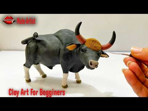 Clay Sculpting:How to Make Bull With Clay Easy | How to Make Animals with Clay Easy | Clay Artwork