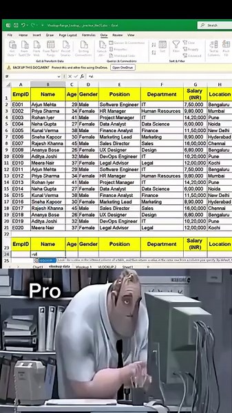 Excel Interview Question Series ! 🎯 =VLOOKUP() Dynamic Button Easy for Beginners #exceltips #excel