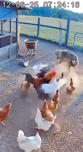 Rooster saves chickens from wild coyotes! #interesting #funny #interestingclips #cool #shorts