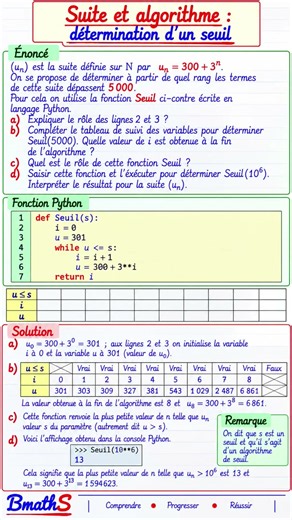 📚 BmathS - Déterminer un seuil avec un algorithme !✍️