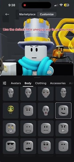 How to keep your face frozen on roblox