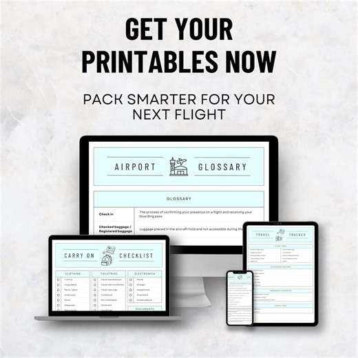 Carry-on Packing Checklist Printable Travel Planner PDF, Cabin Bag Checklist, Travel Organizer, Airport Checklist, First Time Flyer Guide - Etsy