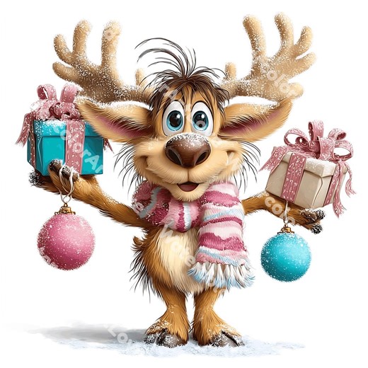 Funny Christmas Deer Clipart: Festive Holiday PNG (digital Download) - Etsy