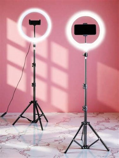 Tangle Free Large Size Phone Photography Accessories Set 63"/43" Adjustable Tripod 10" USB Powered LED Selfie & Video Conference Lighting 3000K 6500K Color Temperature Adjustable Suitable For Photography Lighting Recording Live Streaming Makeup And Video Blogging Gift Women's Day Birthday Anniversary Celebration | SHEIN