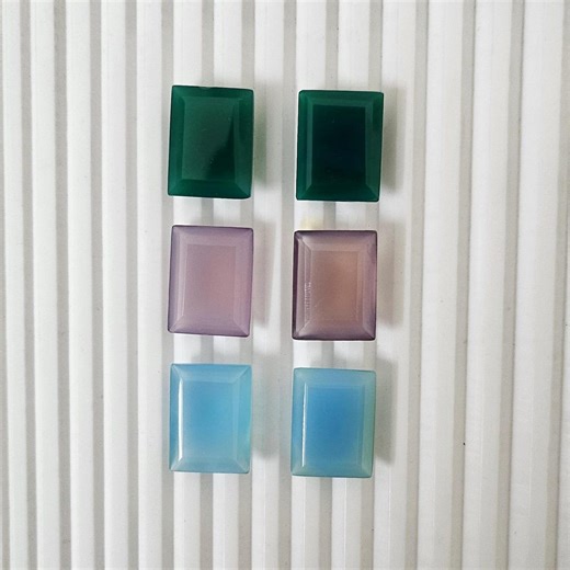 6 Pcs 15x20 MM Multi Color Octagon Chalcedony Cut Stone, Natural Faceted Chalcedony Gemstone Set. - Etsy