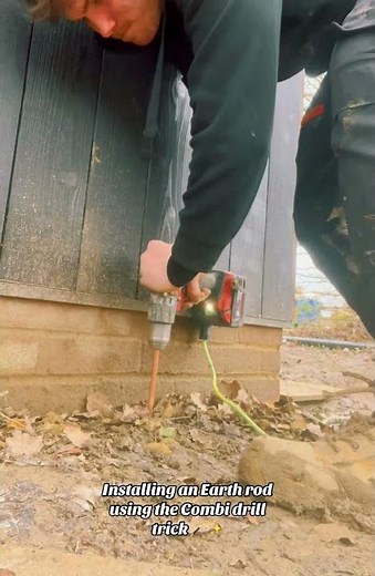 Installing an earth rod with the Combi trick 😍 #electrician #electrical #sparky #sparkylife #earth
