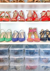 6.7K views · 69 reactions | Make the most out of your closet space with our Shoe Boxes! All under $3.  UnClutter CO was able to save space in her client's closet by securely stacking the boxes vertically. Cover image: @time4organizing. SHOP: https://container.store/3HQ9cmO at #TheContainerStore | The Container Store | Facebook
