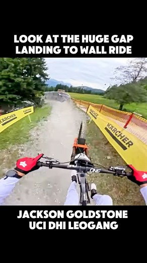 Jackson Goldstone Look at the huge gap landing to the wall ride.🔥🤙🏼 #uciworldcup #uciworldcupdownhill #ucidownhillworldcup #ucidownhillleogang2025 #ucidownhillleogang #uciworldcupdownhillleogang #downhillleogang #downhillmtb #downhill | Uptown Cranker
