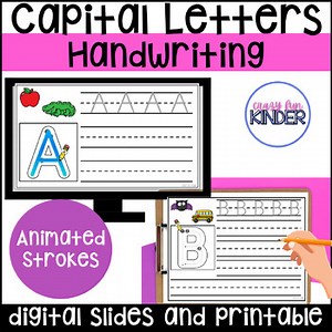 Handwriting Teaching Slides for Capital Letters and Printables