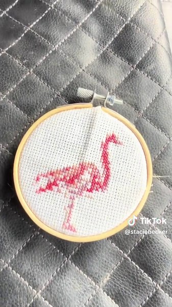 So, I guess my ADHD showcases itself in different ways the older I get 🫣🤷🏻‍♀️💯👵🏻🧵🪡 #craft #crafts #craftymoms #crossstitch #crossstitchoftiktok #flamingo #whoflockingcares