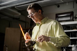 Blowing glass in class