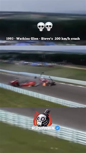 Respawn Driver on Instagram: "200 km/h sideways impact 🏴‍☠️💥 •¥ •¥ 1993 — Watkins Glen • IMSA GT Championship ⚡ Steve Millen’s Nissan 300ZX gets clipped by a slower car, spinning sideways across the track 💨 Johnny O’Connell arrives at full speed and hits Millen head-on 💀 •¥ It takes nearly an hour to cut Millen free using the Jaws of Life 😳 He suffers double skull fractures, broken ribs, a shattered arm — but survives 🙏 •¥ Follow @respawndriver for more daily 🔥👇🏼 •¥ #IMSA #WatkinsGlen #
