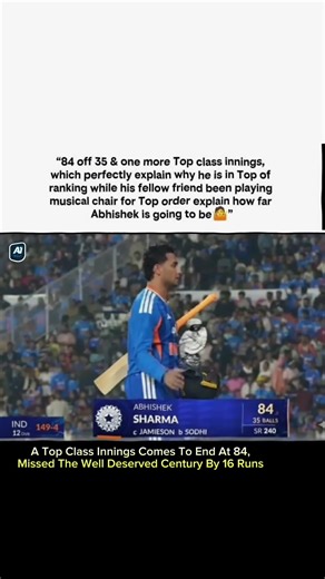 THAT'S ABHI-SIX SHARMA/84 OF 35 ☠️🥶#bcci #starsports #abhisheksharma #allin1newz #Allin1cric#indvsnz