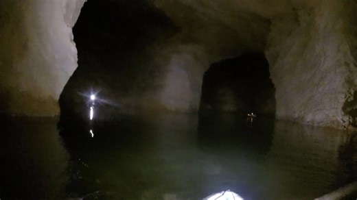 A hidden lake found inside a massive marble mine