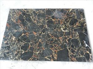 [Hot Item] Golden Black Flower Marble Natural Black Marble Wit Gold Red Veins Polished Slabs Customized Size Floor Tile Wall Tiles