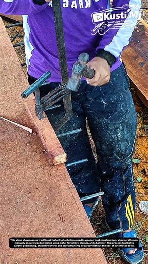 Precision Manual Fastening in Traditional Wooden Boat Construction | Educational Craft Process.