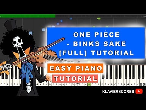 One Piece - Binks no Sake Brooks Song - Piano Tutorial Easy Synthesia 100%