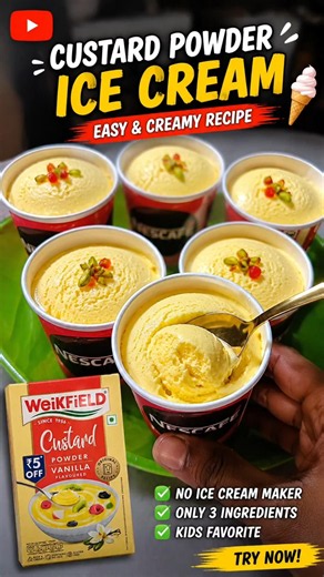 Custard Powder Ice Cream 🍨 | Easy Homemade Ice Cream Recipe Without Machine 😍