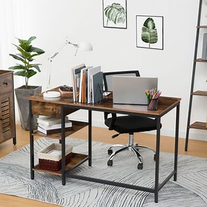 [Hot Item] Gc Writing Table with Drawer and 2 Shelves Laptop Desk with No-Slipping Bar