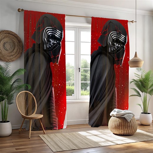 Star Wars Window Curtains, Kylo Ren Character Drapes, Dark Side Galactic Empire Window Decor, Sci-fi Cinema Room Drapes - Etsy