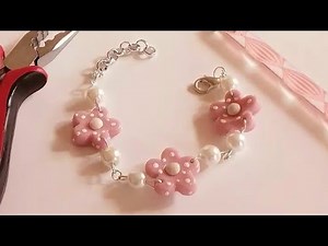 Air Dry CLAY Bracelet | How to Make Easy Pearl Floral Bracelet with Clay | DIY