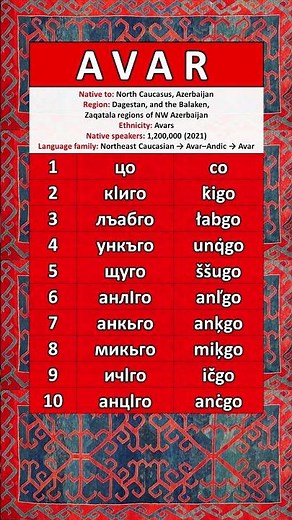 NUMBERS IN THE AVAR LANGUAGE #avar #dagestan