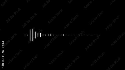 Audio spectrum animation, white waveform sound frequency motion, music beat equalizer visual, digital voice rhythm effect, isolated black background, clean modern footage, 4k