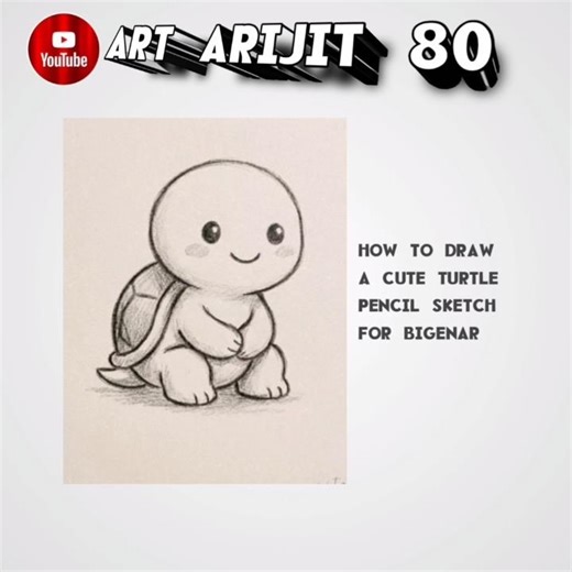 How to Draw a Cute Turtle Pencil Sketch for Beginners | Art Arijit 80