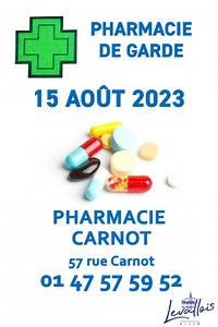 💊 Pharmacie de garde, mardi 15 août 💊 | Ville de Levallois