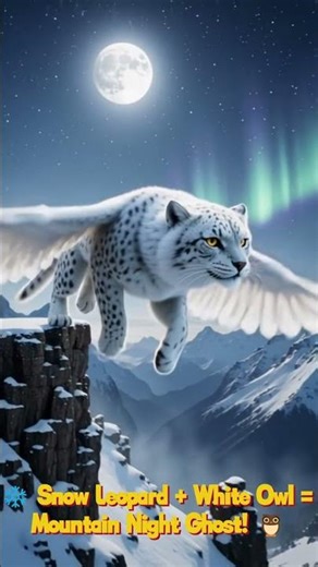 ❄️ Snow Leopard + White Owl = Mountain Night Ghost! 🦉