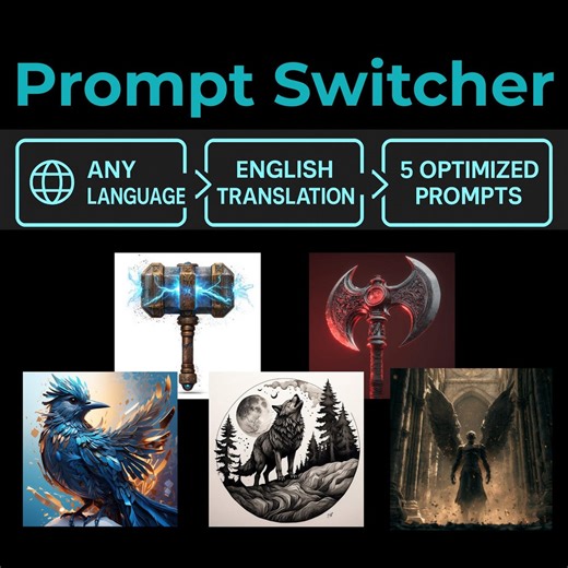 Prompt Switcher — Turn Any Idea Into 5 AI Art Styles | Multilingual Prompt Translator for Midjourney, Leonardo, DALL·E, Ideogram & Firefly - Etsy